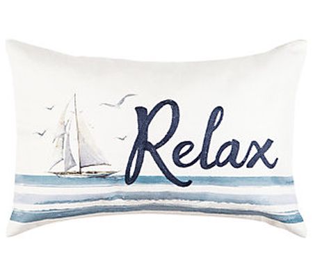 C&F Home 13" x 20" Relax Embroidered Throw Pill ow