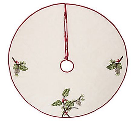 C&F Home 54" Holly and Pinecones Tree Skirt