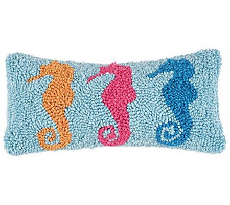 C&F Home 6" x 12" 3 Seahorses Hooked Throw Pill ow