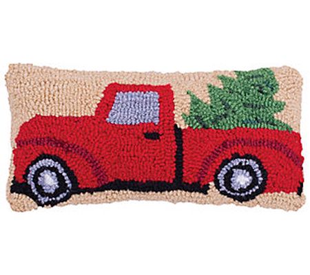 C&F Home 6" x 12" Christmas Truck Hooked Petite Throw Pillow