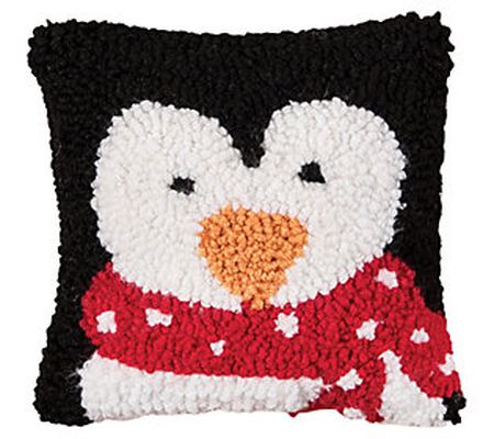 C&F Home 8" x 8" Penguin Hooked Petite Throw Pi llow