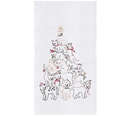 C&F Home Cat Christmas Tree Flour Sack Towel Se t of 2