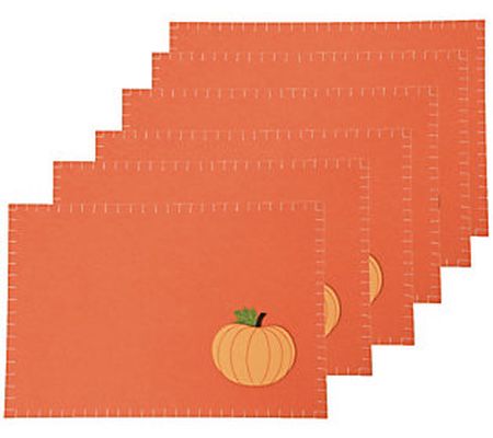 C&F Home Set of 6 Felt Harvest Pumpkin Placemat s