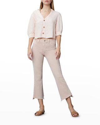 Candice Cropped Puff-Sleeve Blouse