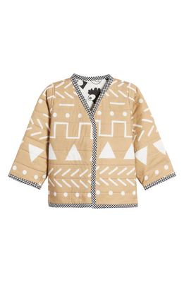 Candid Art Kids' Crown Reversible Quilted Jacket in Faces/Mudcloth