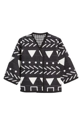 Candid Art Kids' Patterns Reversible Quilted Jacket in Black