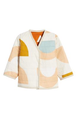 Candid Art Kids' Shapes & Angles Reversible Quilted Jacket in Orange Abstract