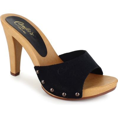 Candie's Antonella Slide Sandal in Black Suede 