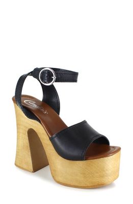 Candie's Ida Platform Sandal in Black Leather