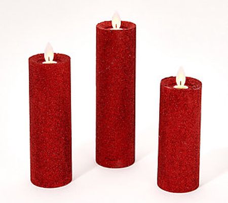 Candle Impressions S/3 Assorted Slim Glitter Pillars