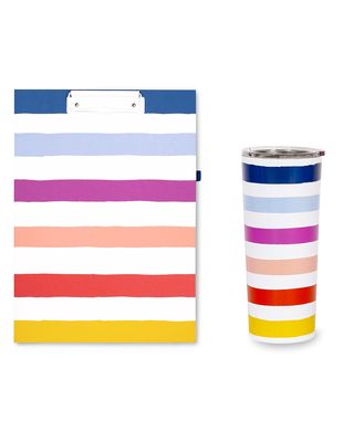 candy stripe clipboard folio & stainless steel tumbler