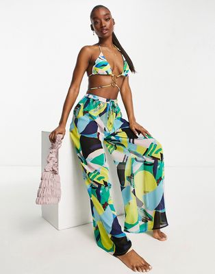 Candypants beach pants in abstract multi print - part of a set