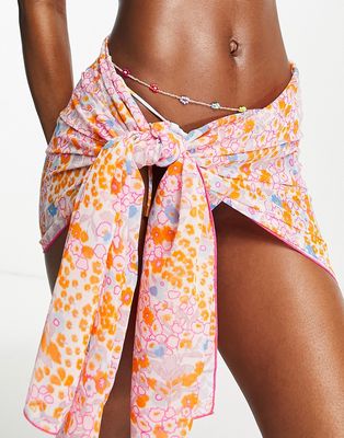Candypants beach sarong in pastel ditsy print-Multi
