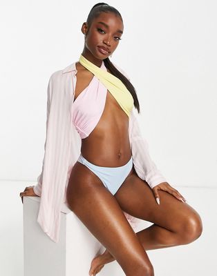 Candypants oversized beach shirt in pastel-Multi