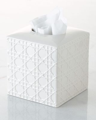 Cane Embossed Porcelain Tissue Box Cover