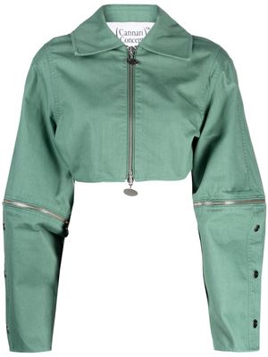 CANNARI CONCEPT detachable-sleeve cropped jacket - Green