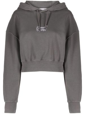 CANNARI CONCEPT logo-embroidered cotton cropped hoodie - Grey