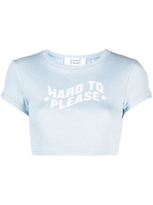 CANNARI CONCEPT slogan-print ribbed-knit crop top - Blue