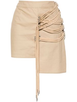 CANNARI CONCEPT string-detail asymmetric miniskirt - Neutrals