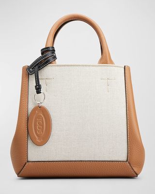 Canvas & Leather Shopper Shoulder Bag