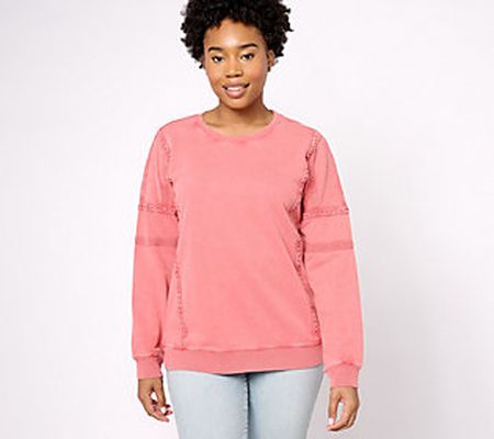 Canyon Retreat French Terry Crew Neck Lace Detail Pullover