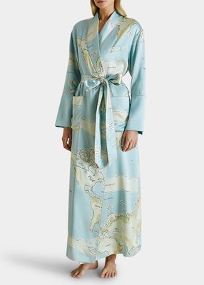 Capability Silk Map-Print Robe