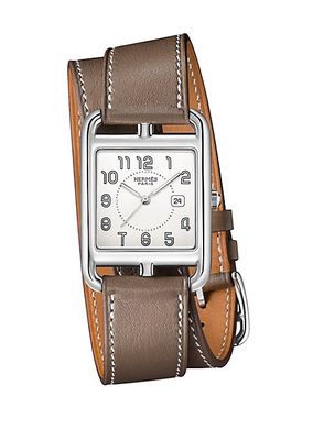 Cape Cod 37MM Stainless Steel & Leather Double-Wrap Strap Watch