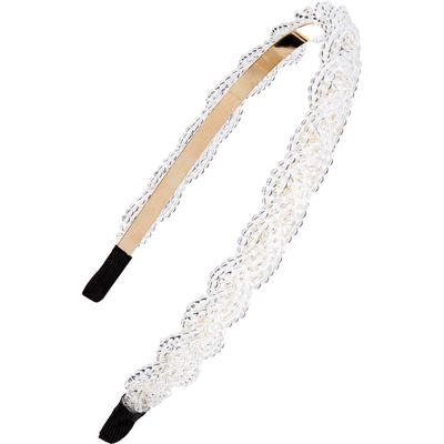 Capelli New York Braided Beaded Headband in Clear 