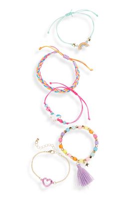 Capelli New York Kids' 5-Pack Assorted Bracelet Set in Pink Multi