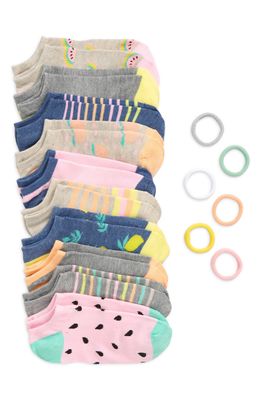 Capelli New York Kids' Assorted 10-Pack Fruit No-Show Socks in Pink Cmbo