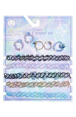 Capelli New York Kids' Assorted 10-Pack Ring & Choker Set in Pink Multi