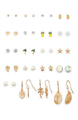Capelli New York Kids' Assorted 20-Pack Earrings in Gold Multi