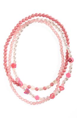 Capelli New York Kids' Assorted 3-Pack Beaded Necklaces in Pink Combo