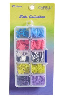 Capelli New York Kids' Assorted 475-Piece Hair Ties & Clips Set in Blue Multi