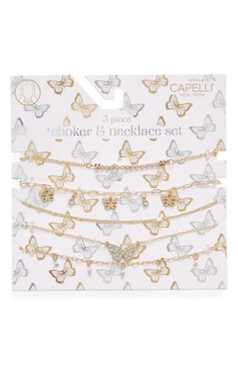 Capelli New York KIds' Assorted 5-Pack Choker Necklace Set in Gold