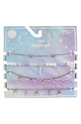 Capelli New York Kids' Assorted 5-Pack Choker Necklaces in Rhodium