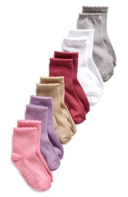 Capelli New York Kids' Assorted 6-Pack Scallop Crew Socks in Berry Combo