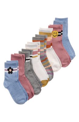 Capelli New York Kids' Assorted 8-Pack Quarter Socks in Pink Multi Co
