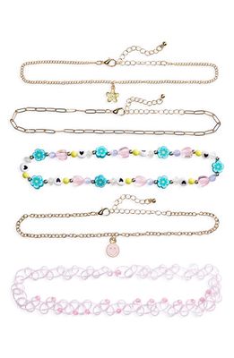 Capelli New York Kids' Assorted Set of Five Necklaces in Multi Pink