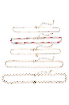 Capelli New York Kids' Assorted Set of Five Necklaces in Pink Multi