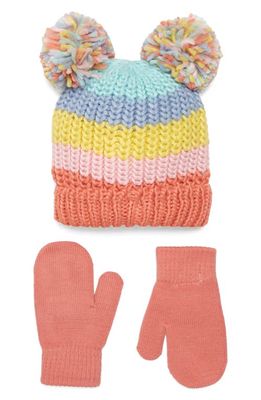 Capelli New York Kids' Double Pom Beanie & Gloves Set in Multi Combo