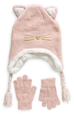 Capelli New York Kids' Faux Fur Lined Hat & Gloves Set in Pink