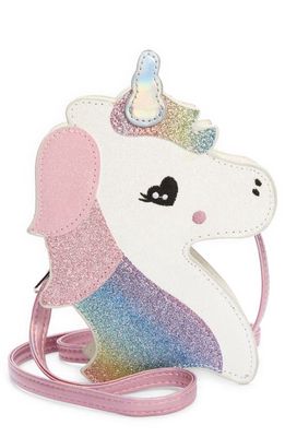 Capelli New York Kids' Glitter Unicorn Die Cut Crossbody Bag in White Multi