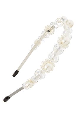 Capelli New York Kids' Imitation Pearl and Bauble Headband in Silver/Ivory Combo