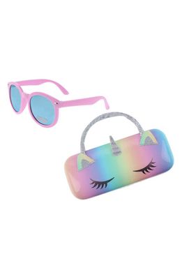 Capelli New York Kids' Round Sunglasses & Unicorn Case Set in Multi Co