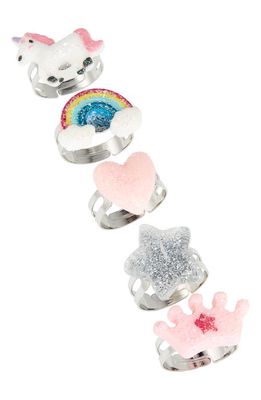 Capelli New York Kids' Set of 5 Assorted Rings in Pink Multi