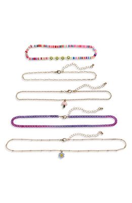 Capelli New York Kids' Set of Five Assorted Choker Necklaces in Multi Pink