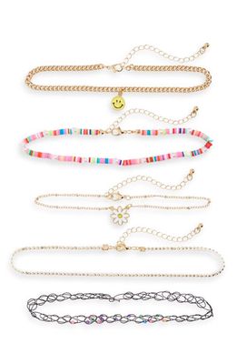 Capelli New York Kids' Set of Five Assorted Choker Necklaces in Pink Multi