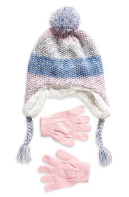 Capelli New York Kids' Space Dye Beanie & Gloves Set in Pink/Teal Multi