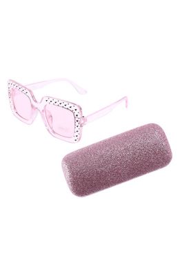 Capelli New York Kids' Square Sunglasses & Glitter Case Set in Pink Combo